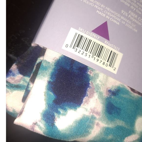 New Ladies Blue & Purple Watercolor Floral Super Soft Fashion Leggings Sz Small - Picture 4 of 7